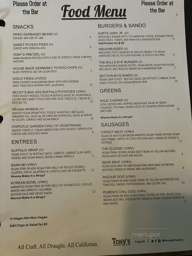 Tony's Darts Away - Burbank, CA menu_pic