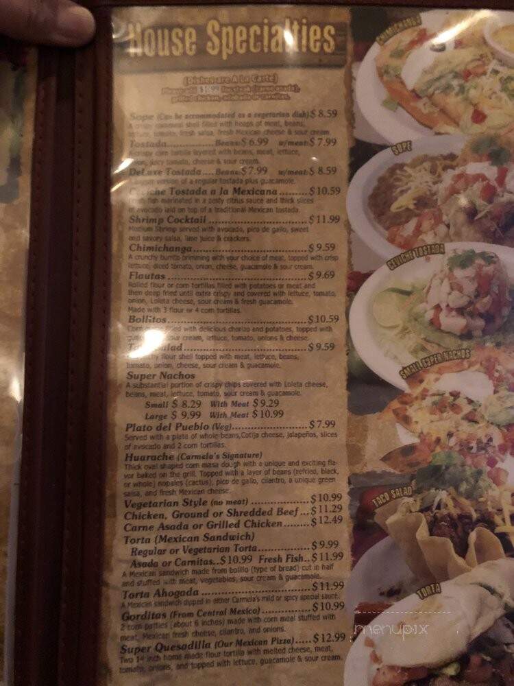 Carmela's Mexican Restaurant - Arcata, CA menu_pic