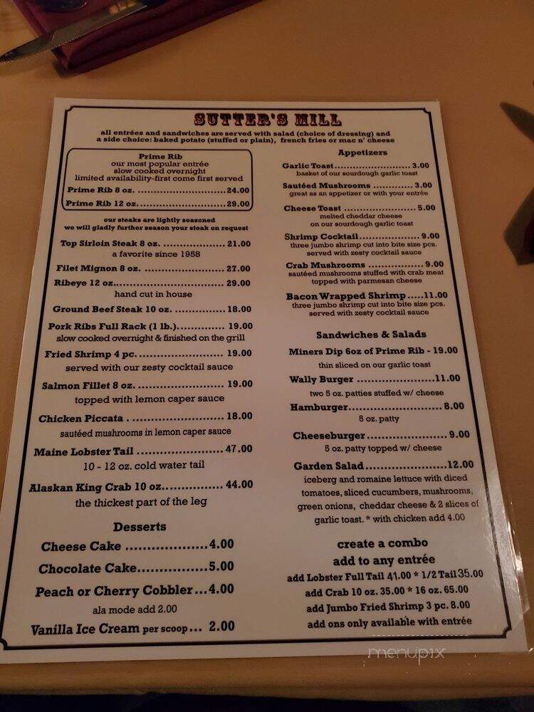 Sutter's Mill - Simi Valley, CA menu_pic