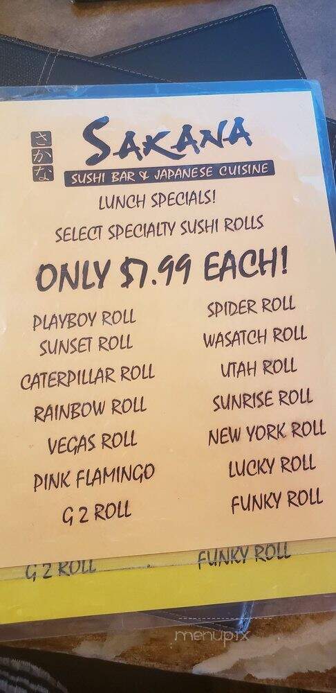 Sakana Sushi Bar & Japanese Cuisine - West Jordan, UT menu_pic