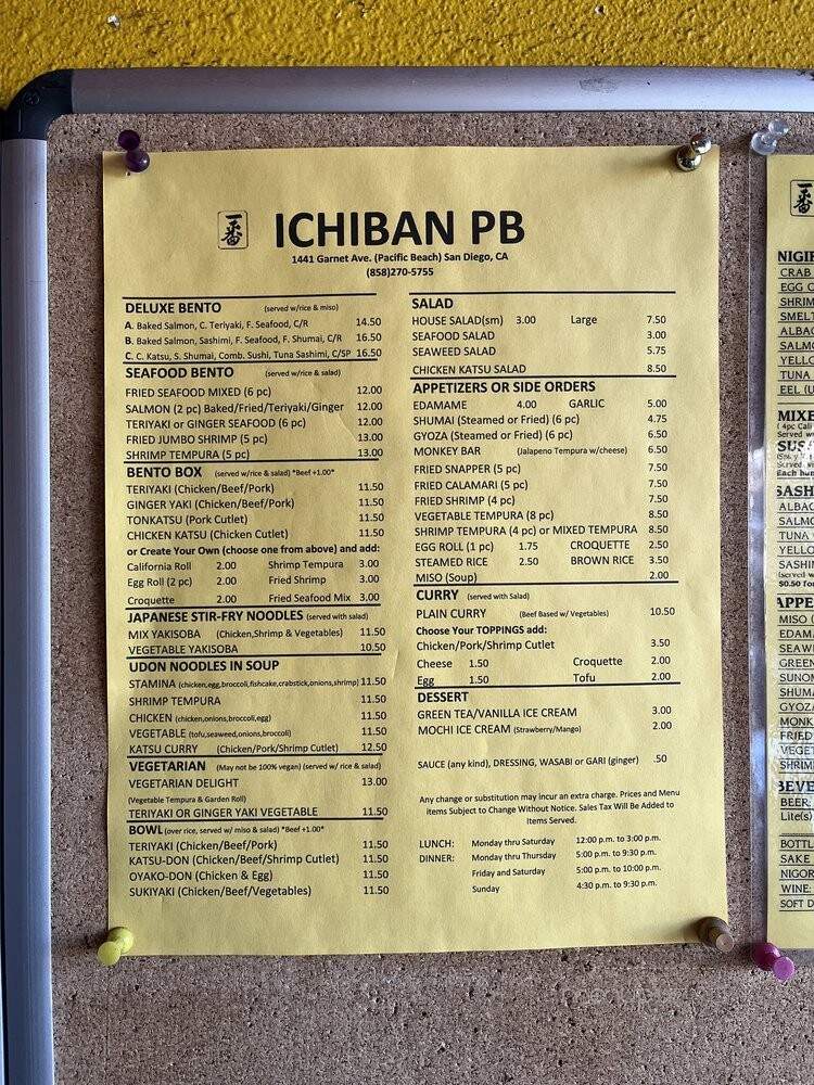 Ichiban Japanese - San Diego, CA menu_pic