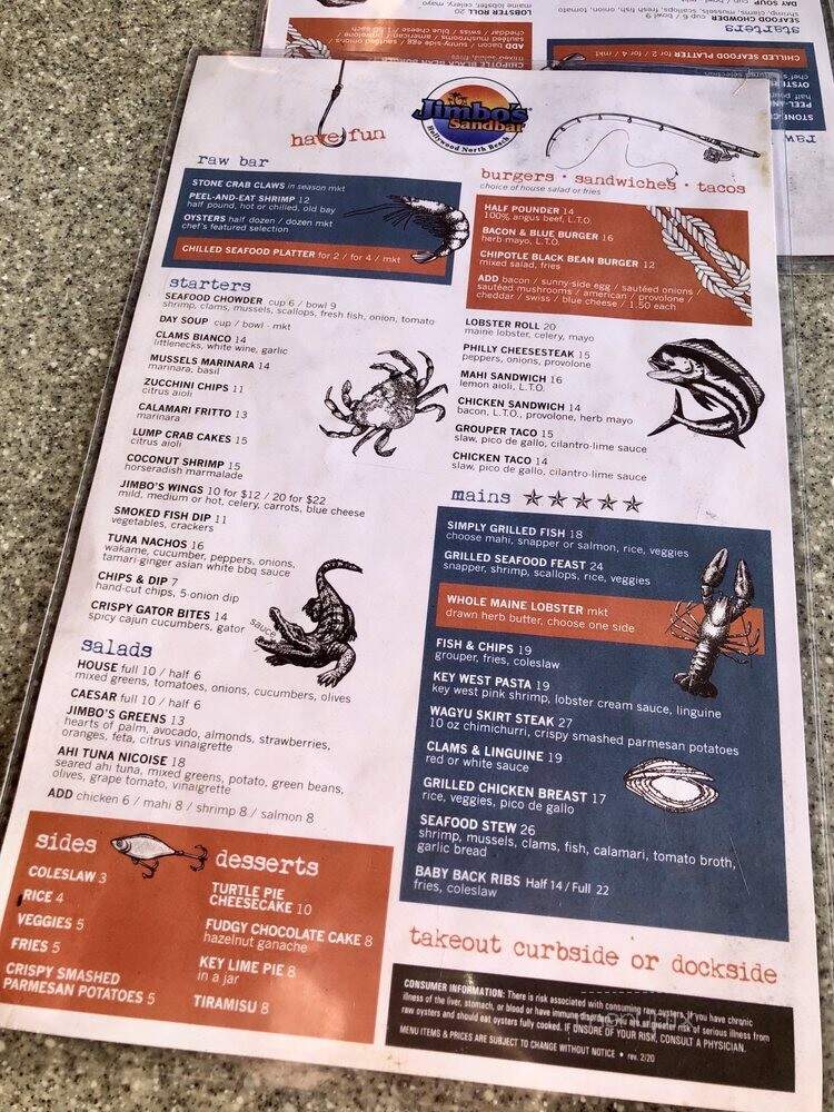 Jimbo's Sand Bar - Hollywood, FL menu_pic