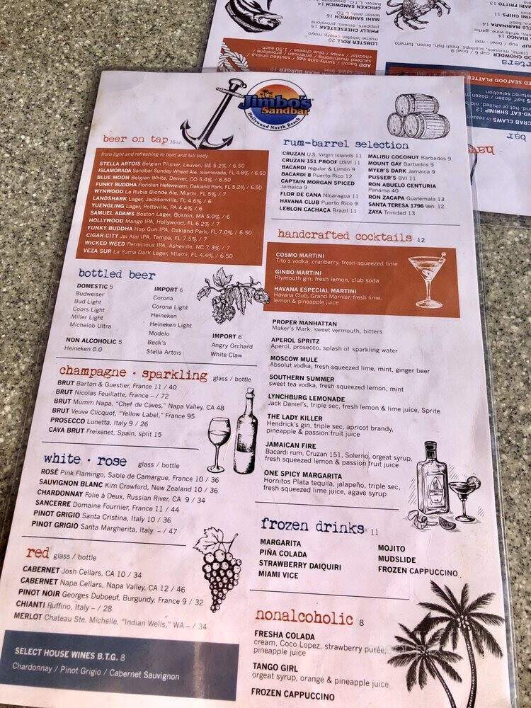 Jimbo's Sand Bar - Hollywood, FL menu_pic