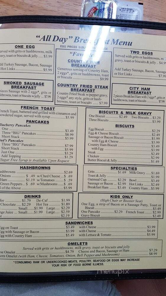 Dads II Bar & Grill LLC - Lavonia, GA menu_pic