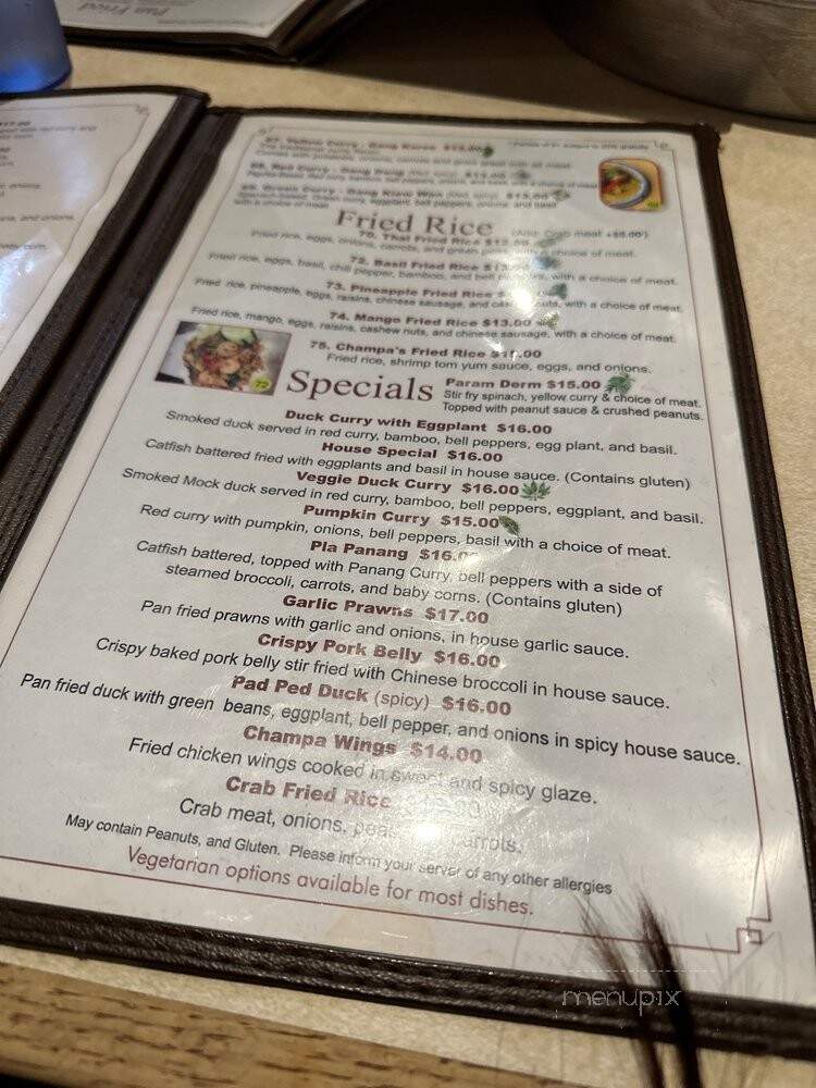 Champa Garden - Oakland, CA menu_pic