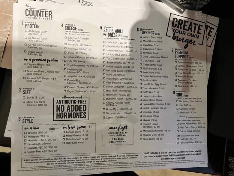 The Counter Santana Row - San Jose, CA menu_pic