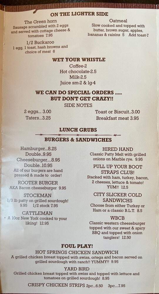 Doug's Cafe - Springville, CA menu_pic