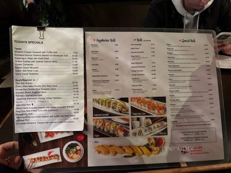 Otoro Sushi - San Francisco, CA menu_pic