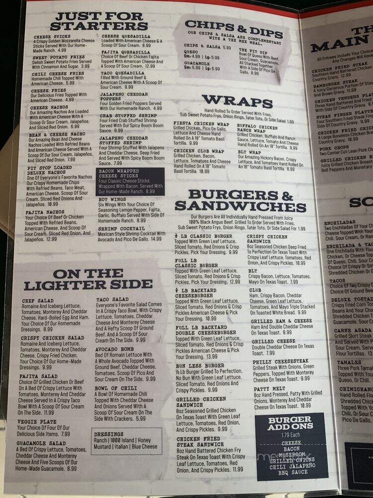 Pit Stop - Ninety Six, SC menu_pic