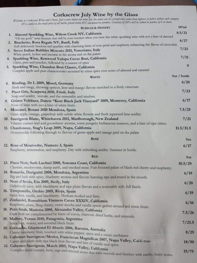 Corkscrew Wine & Cheese - Omaha, NE menu_pic