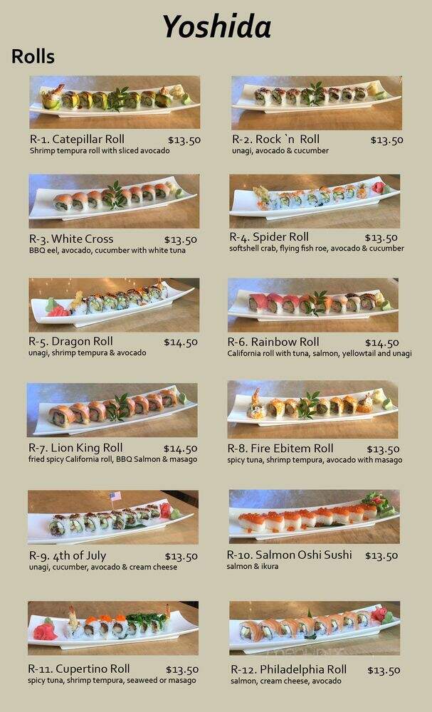 Yoshida - Cupertino, CA menu_pic