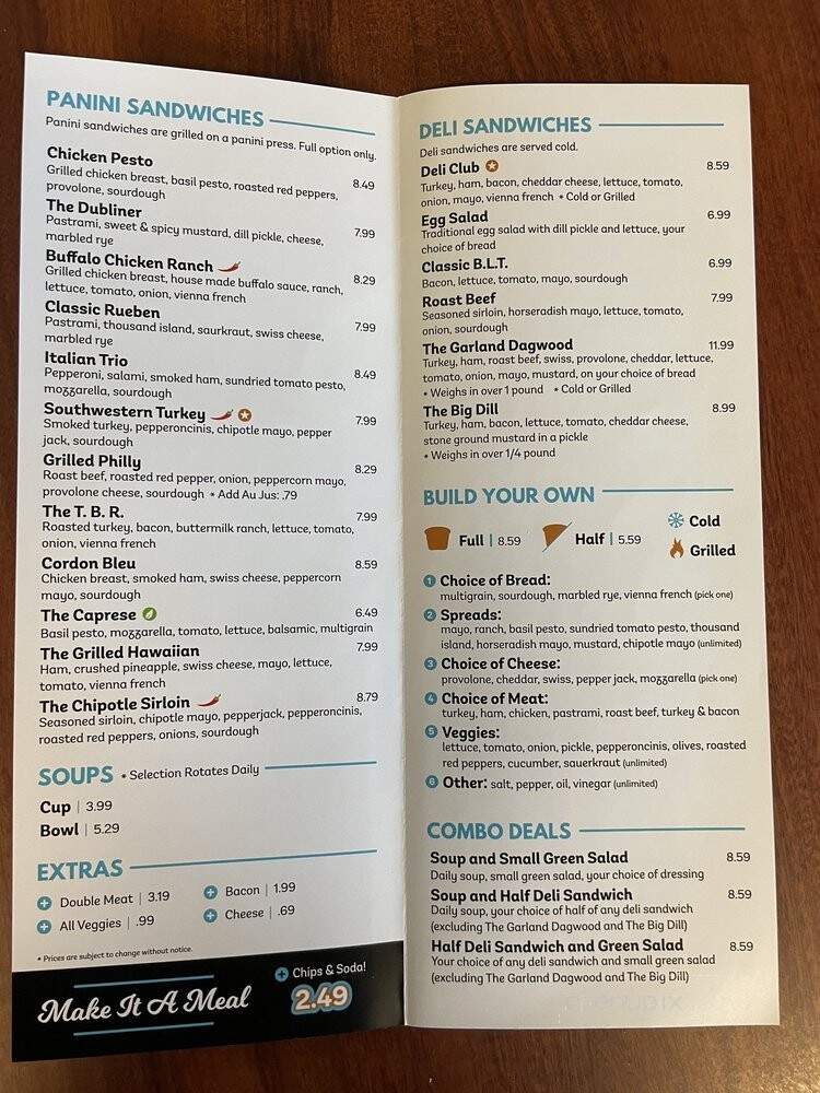 Garland Sandwich Shoppe - Spokane, WA menu_pic