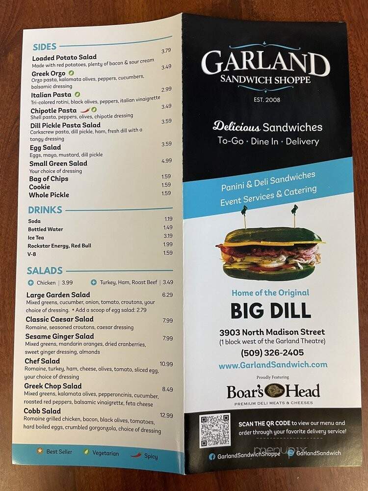 Garland Sandwich Shoppe - Spokane, WA menu_pic
