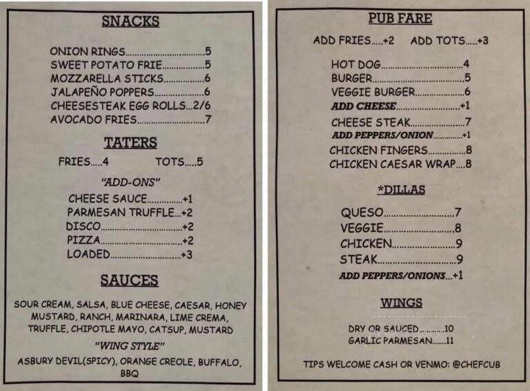Georgies - Asbury Park, NJ menu_pic