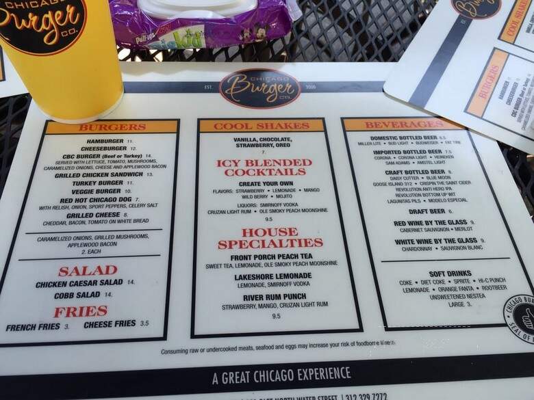 Chicago Burger Company - Chicago, IL menu_pic
