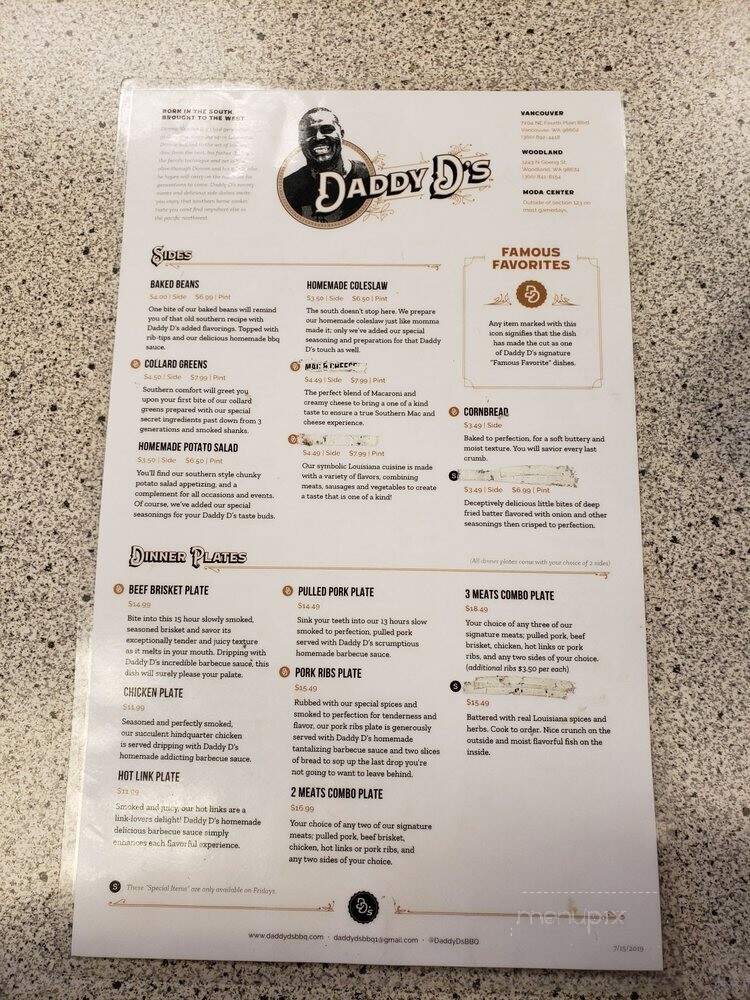 Daddy D's Southern Style BBQ - Vancouver, WA menu_pic