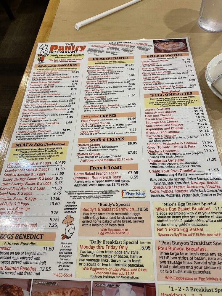 Pantry - Clinton, MI menu_pic