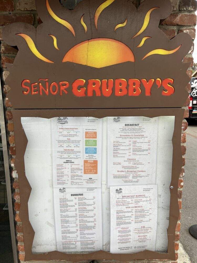 Seor Grubby's - Carlsbad, CA menu_pic