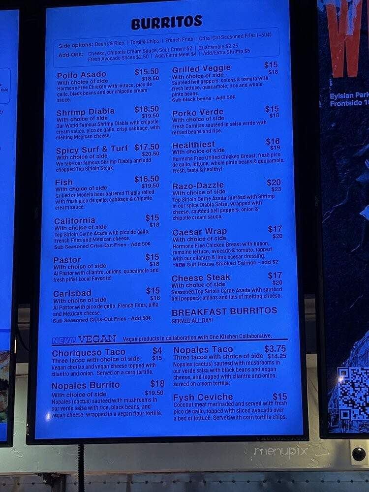 Seor Grubby's - Carlsbad, CA menu_pic