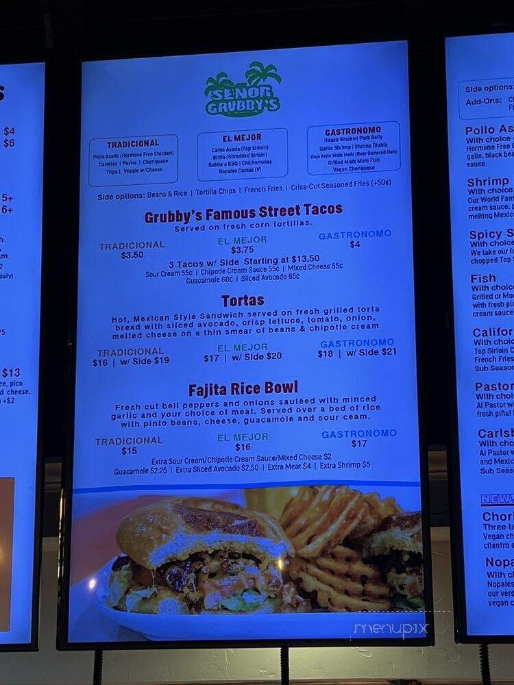 Seor Grubby's - Carlsbad, CA menu_pic