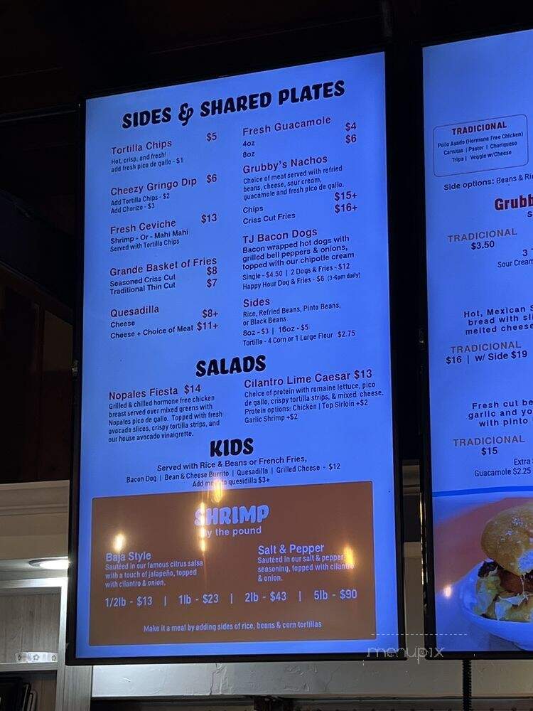 Seor Grubby's - Carlsbad, CA menu_pic