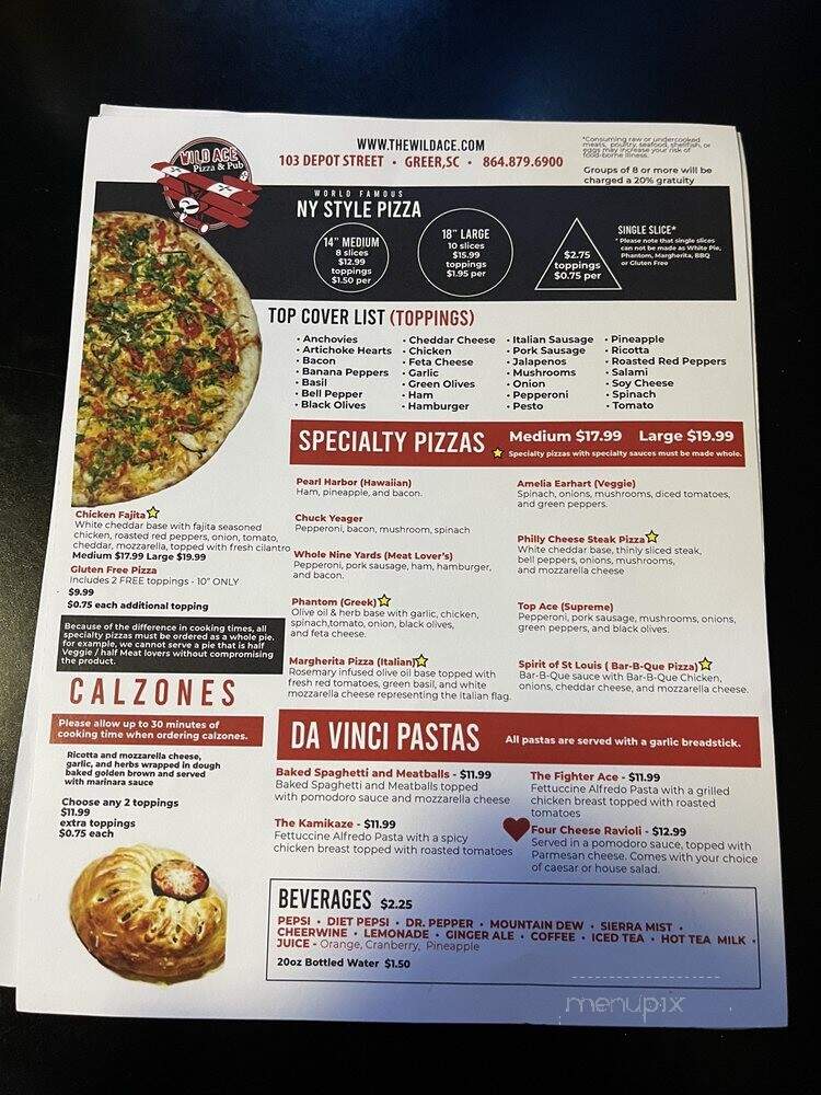 Wild Ace Pizza & Pub - Greer, SC menu_pic