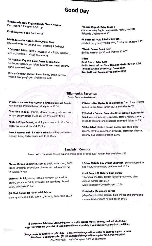 Pacific House Restaurant - Tillamook, OR menu_pic