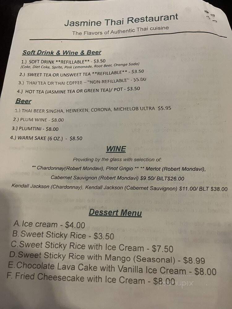 Jasmine Thai Restaurant - Destin, FL menu_pic