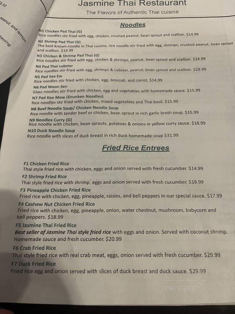Jasmine Thai Restaurant - Destin, FL menu_pic