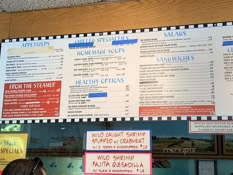 The Great Machiongo Clam Shack - Nassawadox, VA menu_pic