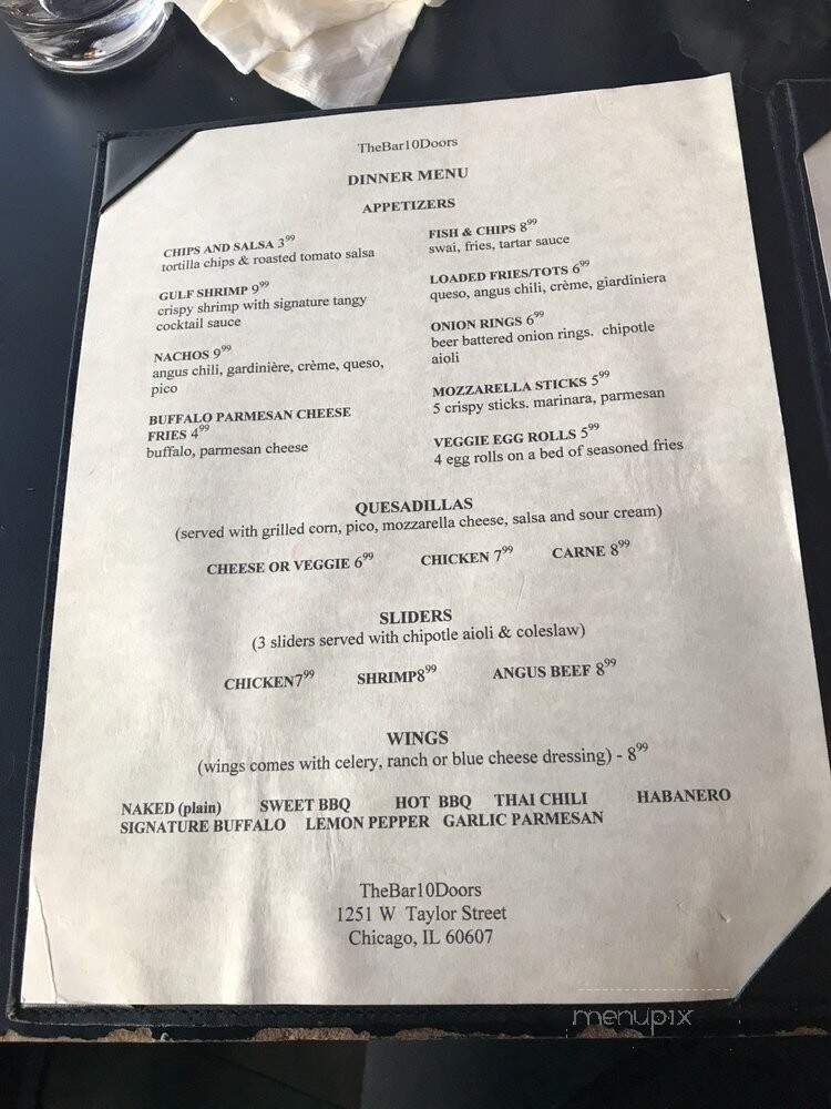 The Bar 10 Doors - Chicago, IL menu_pic