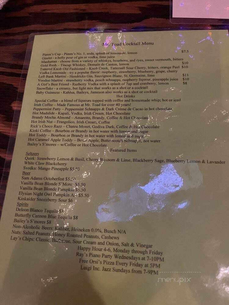 Mr Toad - Omaha, NE menu_pic