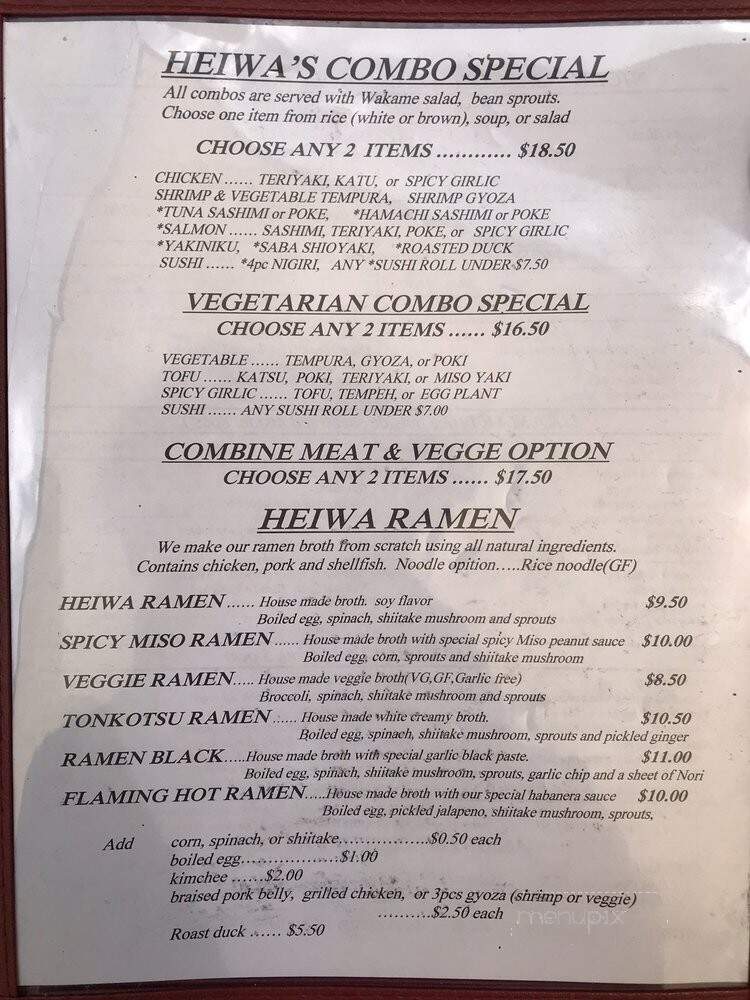 Heiwa Shokudo - Asheville, NC menu_pic