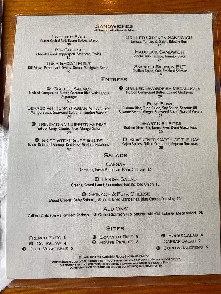 7th Wave Restaurant - Rockport, MA menu_pic