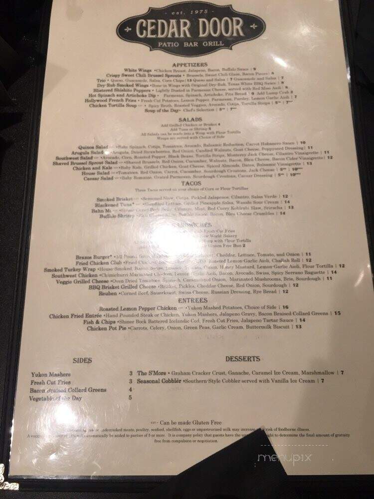 Cedar Door - Austin, TX menu_pic