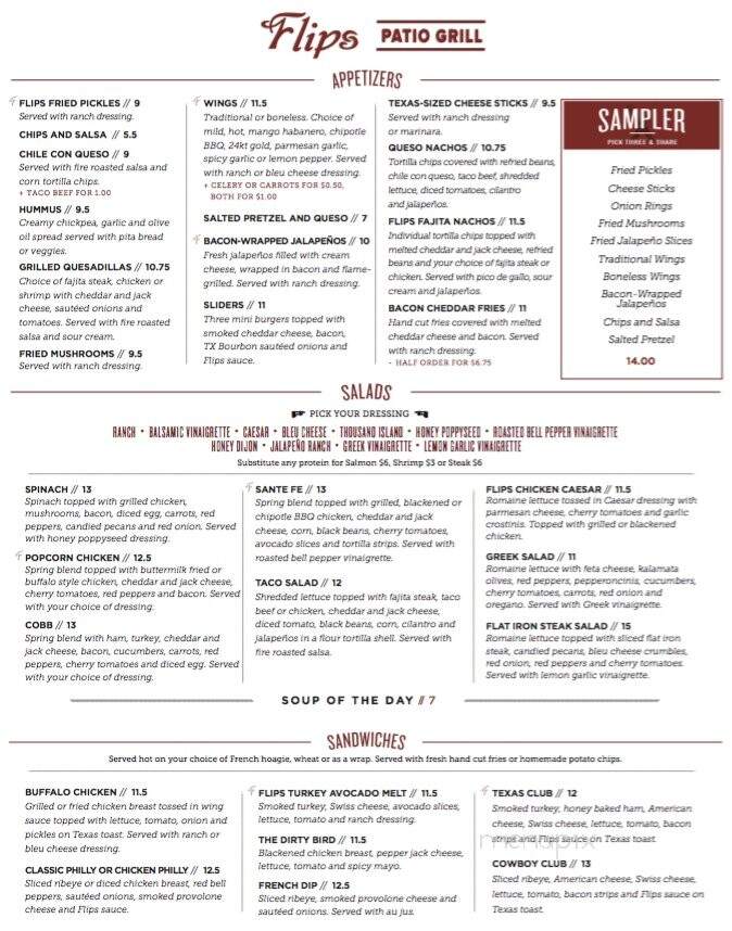 Flip's Patio Grill - Fort Worth, TX menu_pic
