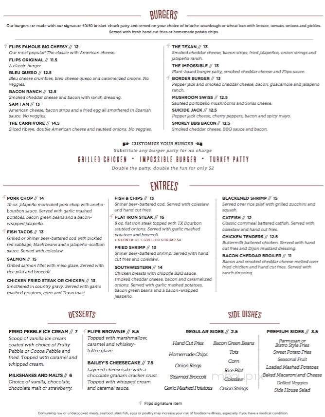 Flip's Patio Grill - Fort Worth, TX menu_pic