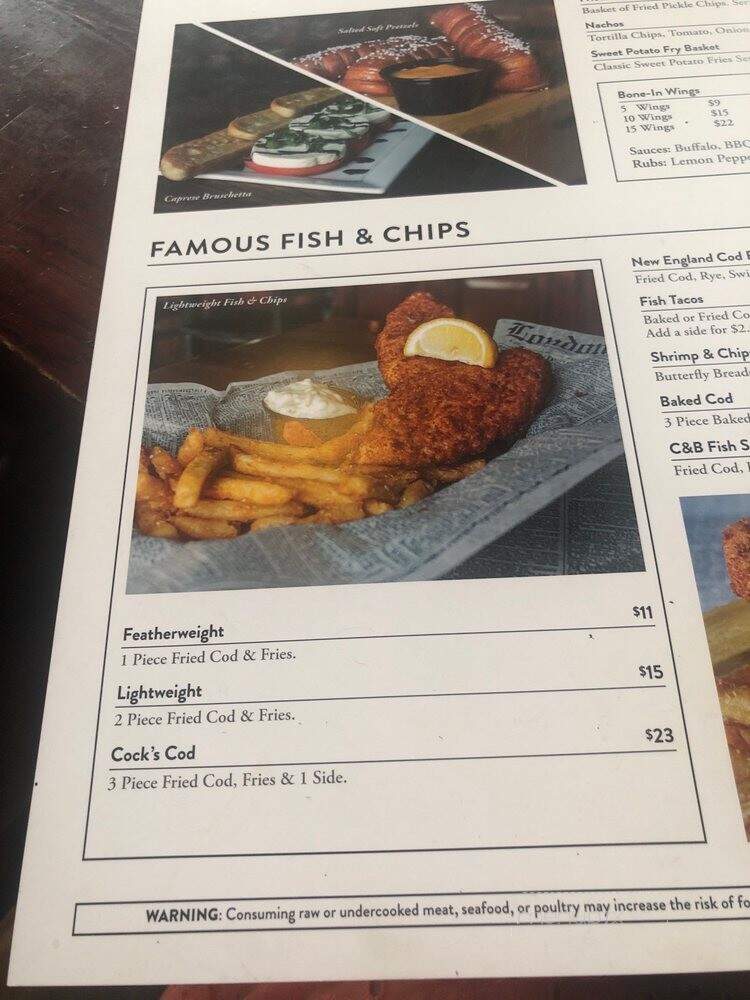 Cock & Bull English Pub - Covington, KY menu_pic