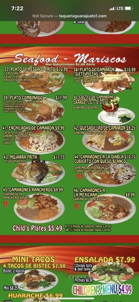 Taqueria Guanajuato - San Antonio, TX menu_pic