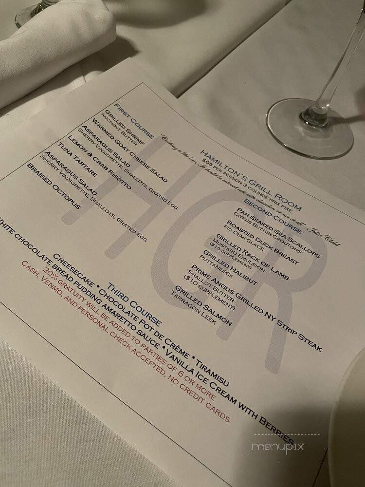 Hamiltons Grill Room - Lambertville, NJ menu_pic