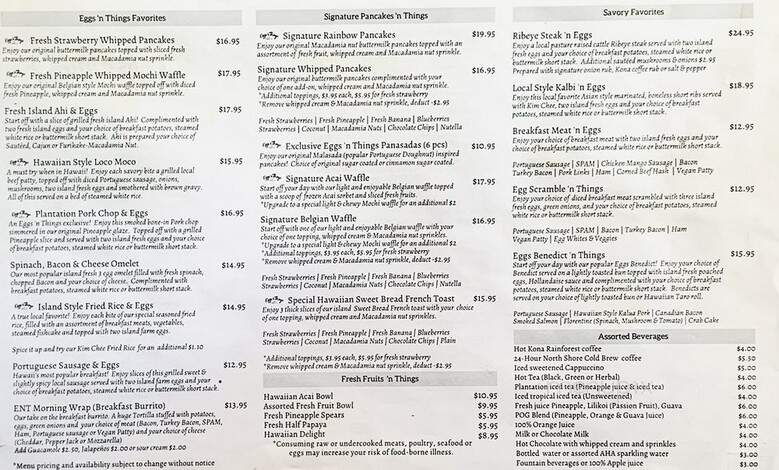 Eggs 'n Things - Honolulu, HI menu_pic