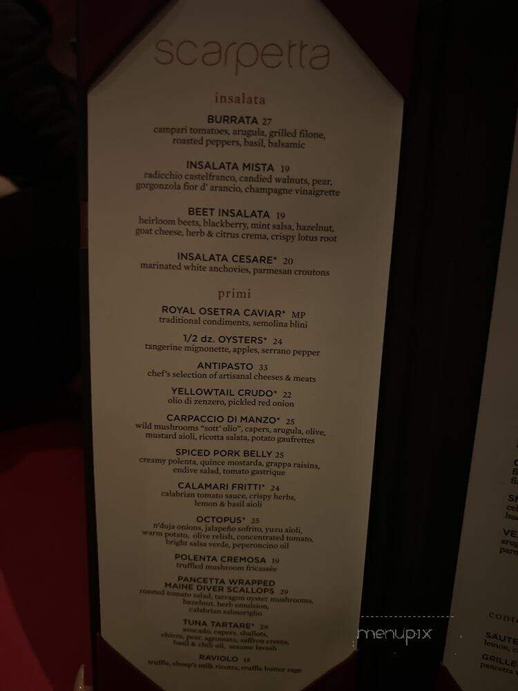 Scarpetta - Las Vegas, NV menu_pic