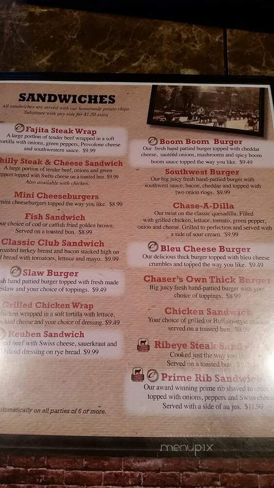 Chasers - Campbellsville, KY menu_pic