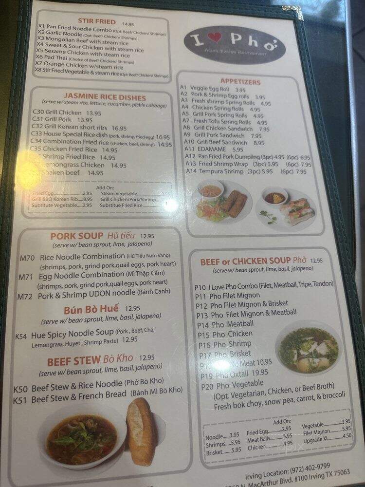 I Luv Pho - Irving, TX menu_pic