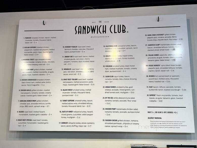 Sandwich Club -Interstate Tower - Charlotte, NC menu_pic