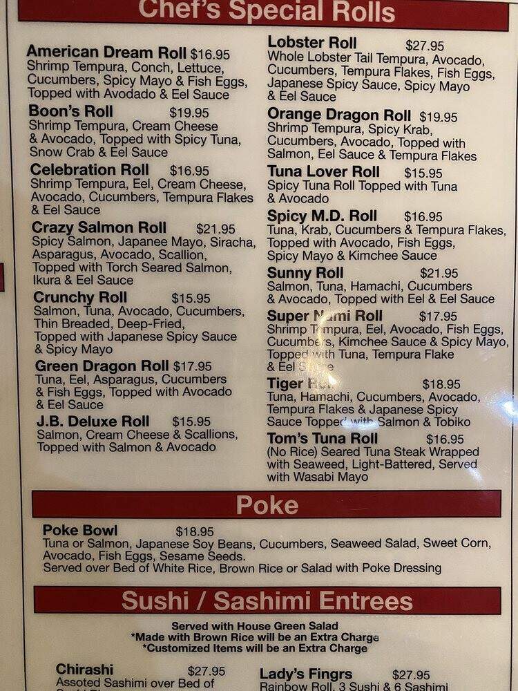 Boon's Asian Bistro - Boca Raton, FL menu_pic