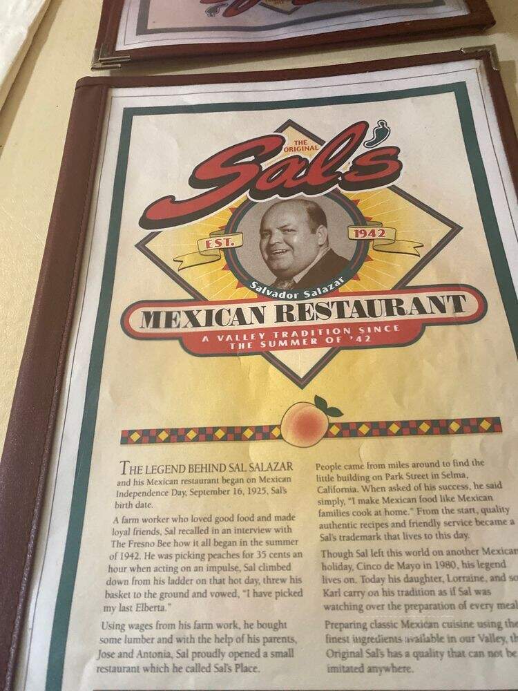 Sal's Mexican - Fresno, CA menu_pic