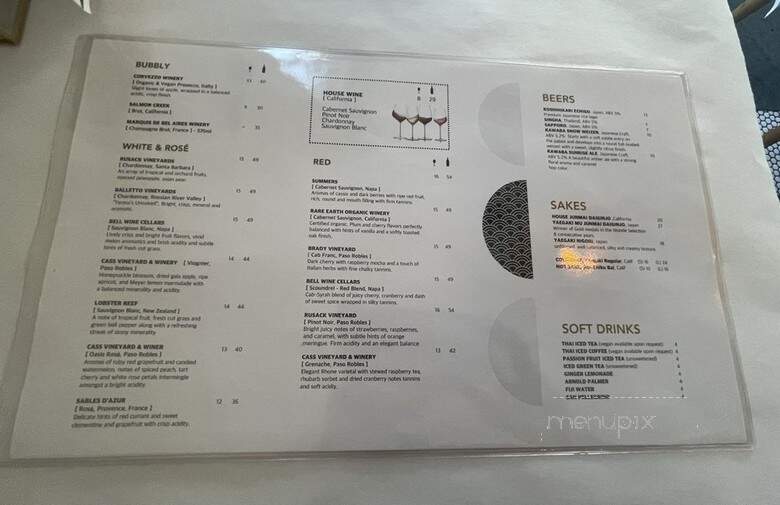 Gindi Thai - Sushi - Bar - Burbank, CA menu_pic