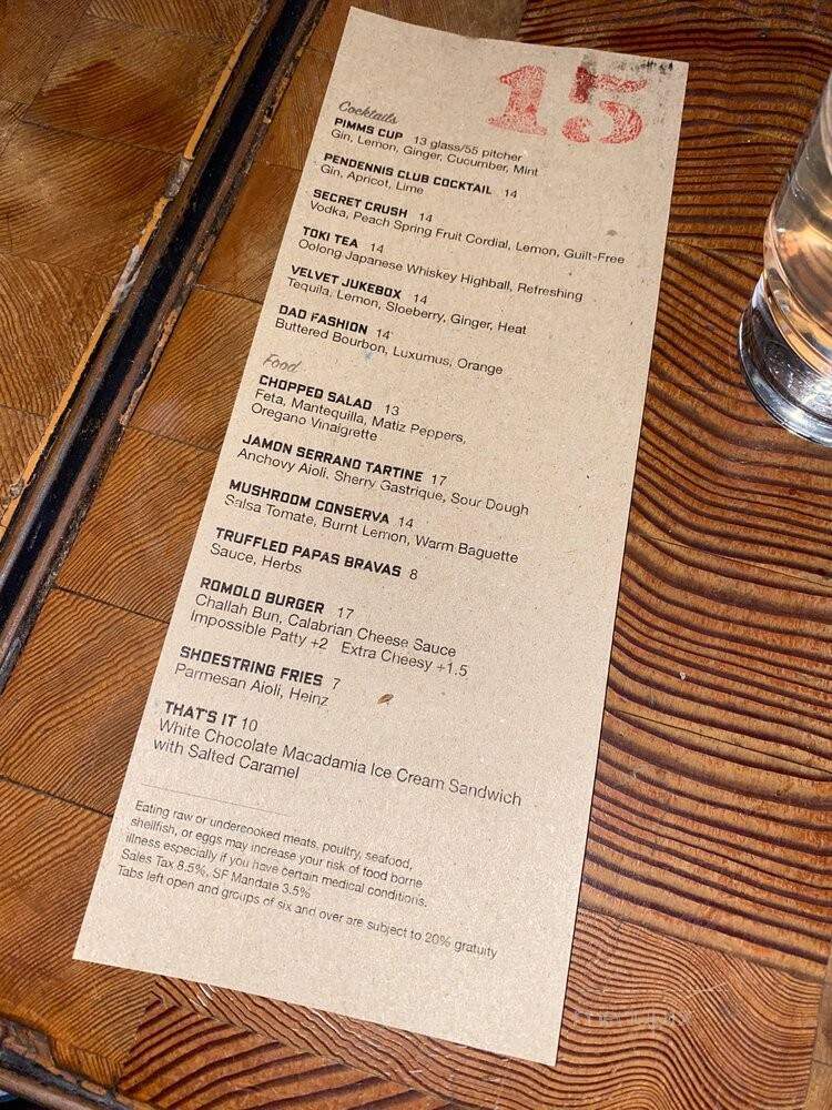 15 Romolo - San Francisco, CA menu_pic