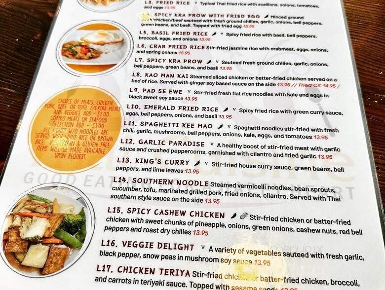 Thai Cuisine - Austin, TX menu_pic